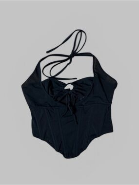 White Fox Boutique Black Halter Corset Top